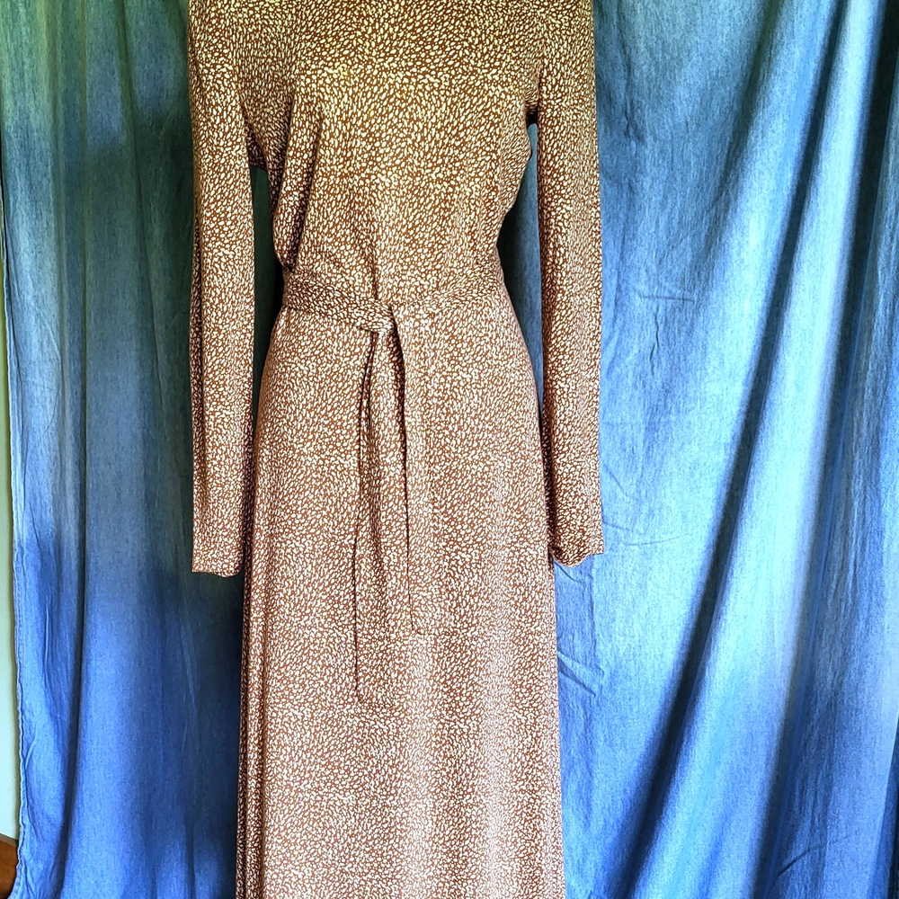 Diane Von Furstenberg Long Sleeve Brown Dress